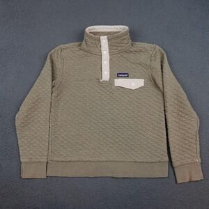 Women’s Patagonia Quilted Snap-Tee Sweater - Olive and Cream